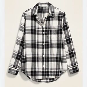 New Old Navy Black & White Checkered Plaid Button Down Long Sleeve Women’s Sz L